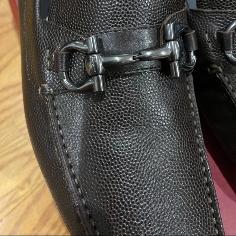 Salvatore Ferragamo Brown Leather Loafers with Horsebit Detail - Picture 3 of 10